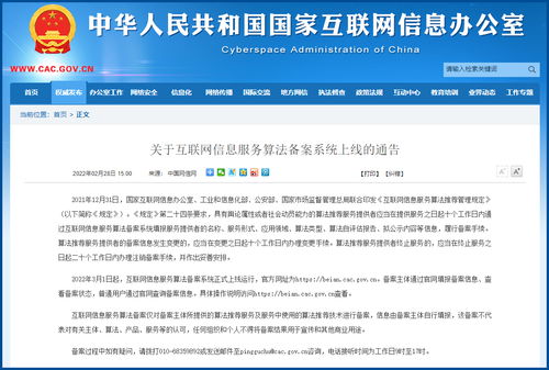 互聯網信息服務算法備案系統正式上線運行，助力信息系統運行維護服務標準化